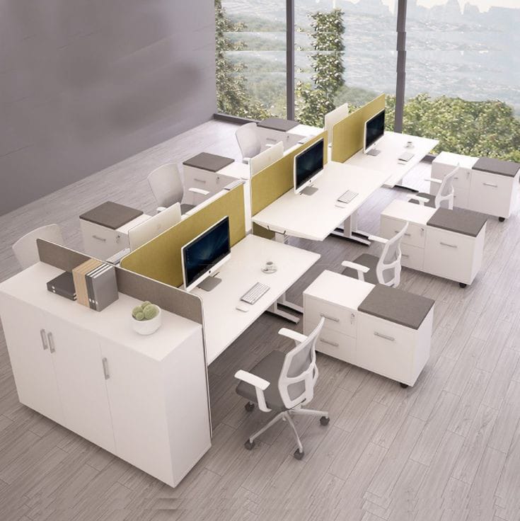 تصميم موديل وحدة عمل سداسية – تصميم ذكي لـ6 موظفين من Office Art