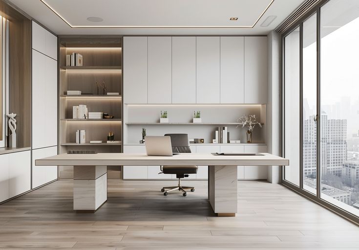 خط تصميم مكتب مدير راقٍي بتصميم عصري يلهم الفخامة